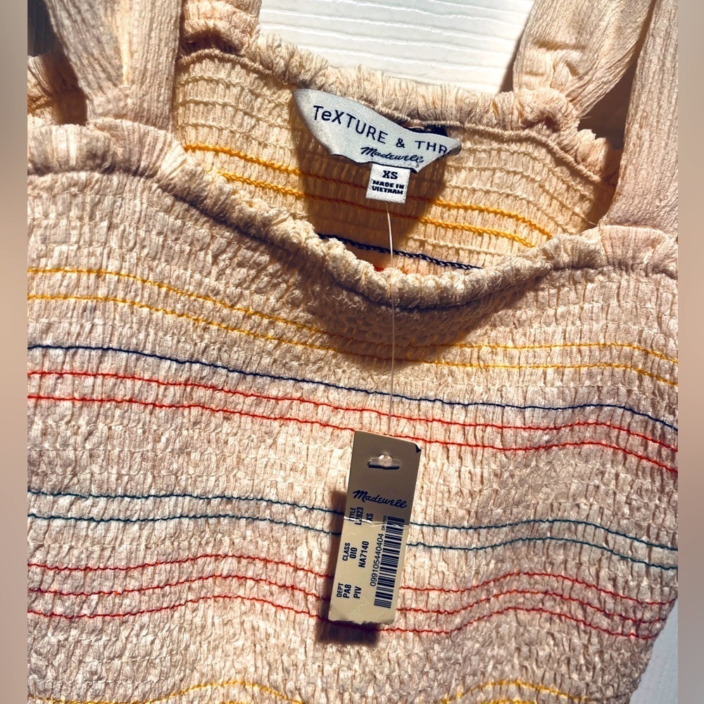 NWT Texture & Thread Madewell Stretch Smocked Tank with Ruffle Size XS